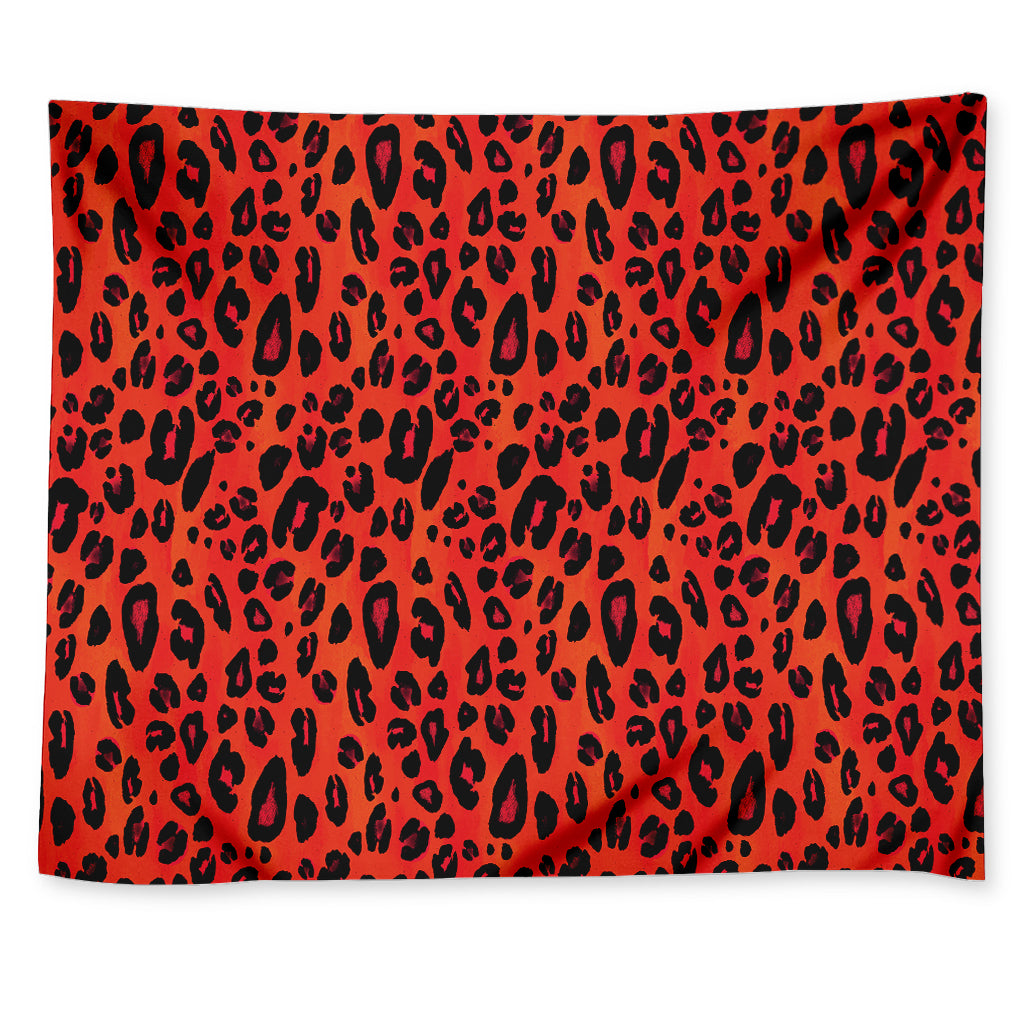 Orange Leopard Print Tapestry
