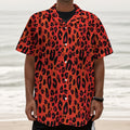 Orange Leopard Print Textured Short Sleeve Shirt