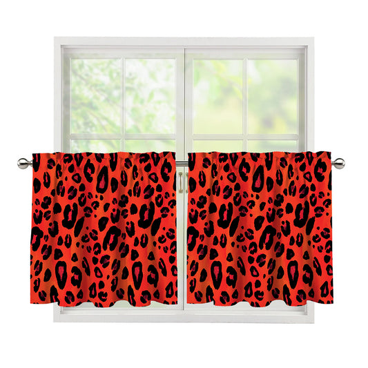 Orange Leopard Print Tier Curtains