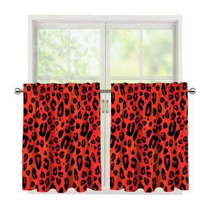 Orange Leopard Print Tier Curtains