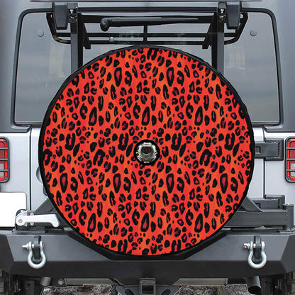 Orange Leopard Print Tire Cover With Camera Hole