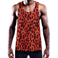 Orange Leopard Print Men's Workout Tank Top