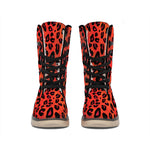 Orange Leopard Print Winter Boots