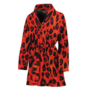 Orange Leopard Print Women's Bathrobe