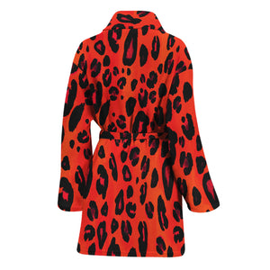 Orange Leopard Print Women's Bathrobe