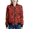 Orange Leopard Print Women's Bomber Jacket