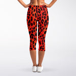 Orange Leopard Print Women's Capri Leggings