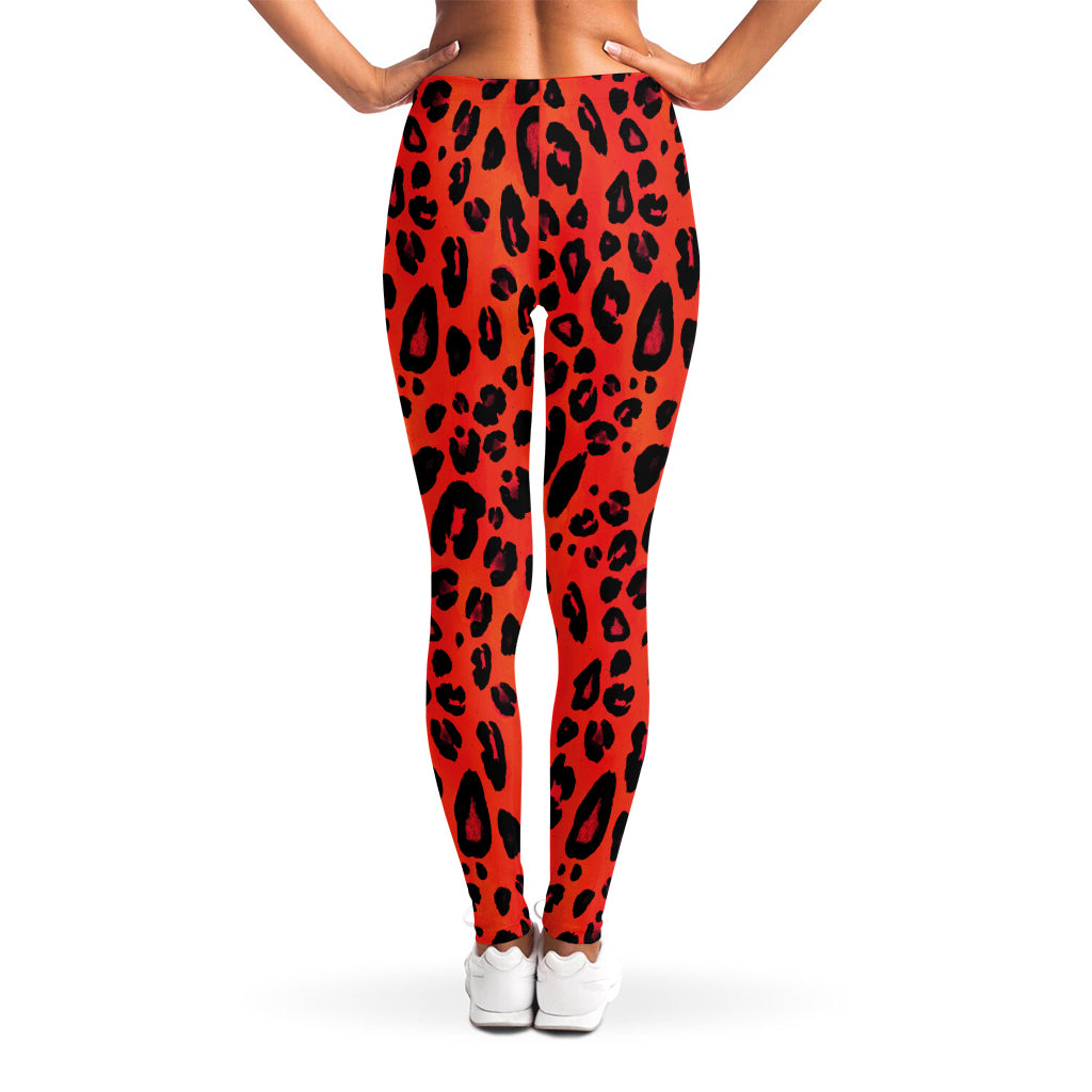 Orange Leopard Print Women's Leggings