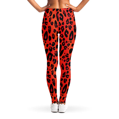 Orange Leopard Print Women's Leggings