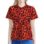 Orange Leopard Print Women's Polo Shirt
