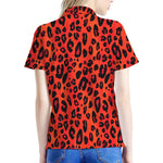 Orange Leopard Print Women's Polo Shirt