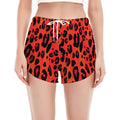Orange Leopard Print Women's Split Running Shorts