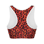 Orange Leopard Print Women's Sports Bra