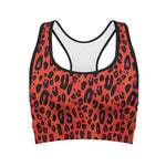 Orange Leopard Print Women's Sports Bra