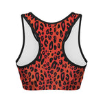Orange Leopard Print Women's Sports Bra