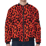 Orange Leopard Print Zip Sleeve Bomber Jacket