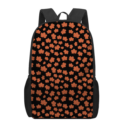 Orange Maple Leaves Pattern Print 17 Inch Backpack