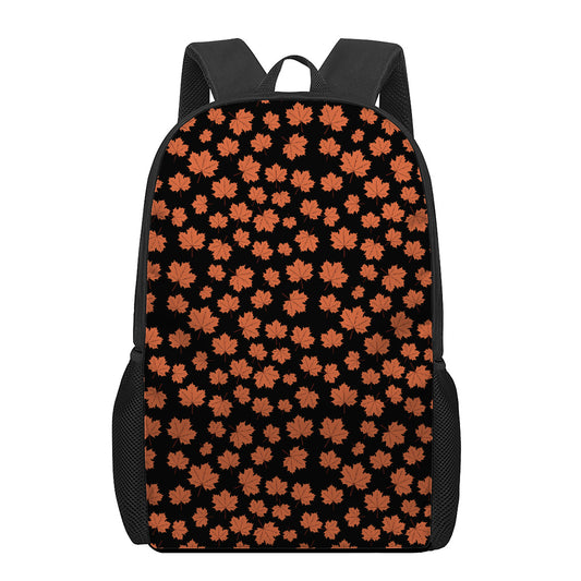 Orange Maple Leaves Pattern Print 17 Inch Backpack