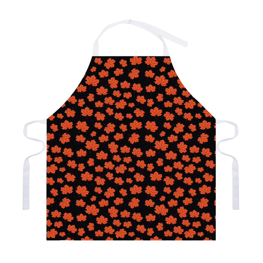 Orange Maple Leaves Pattern Print Adjustable Apron