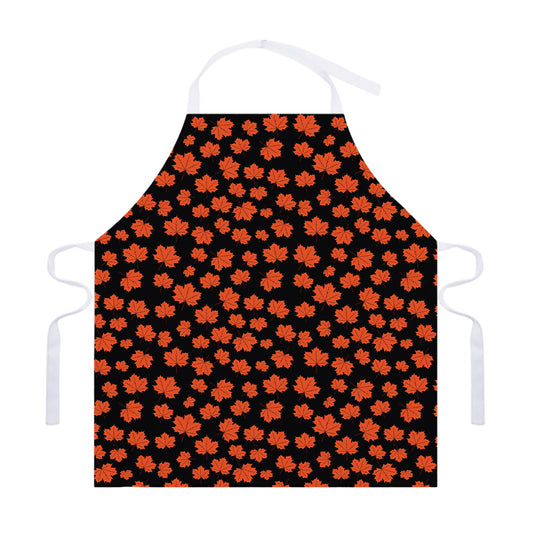 Orange Maple Leaves Pattern Print Adjustable Apron