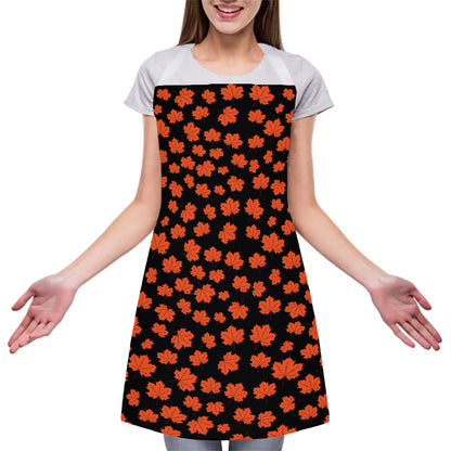 Orange Maple Leaves Pattern Print Adjustable Apron