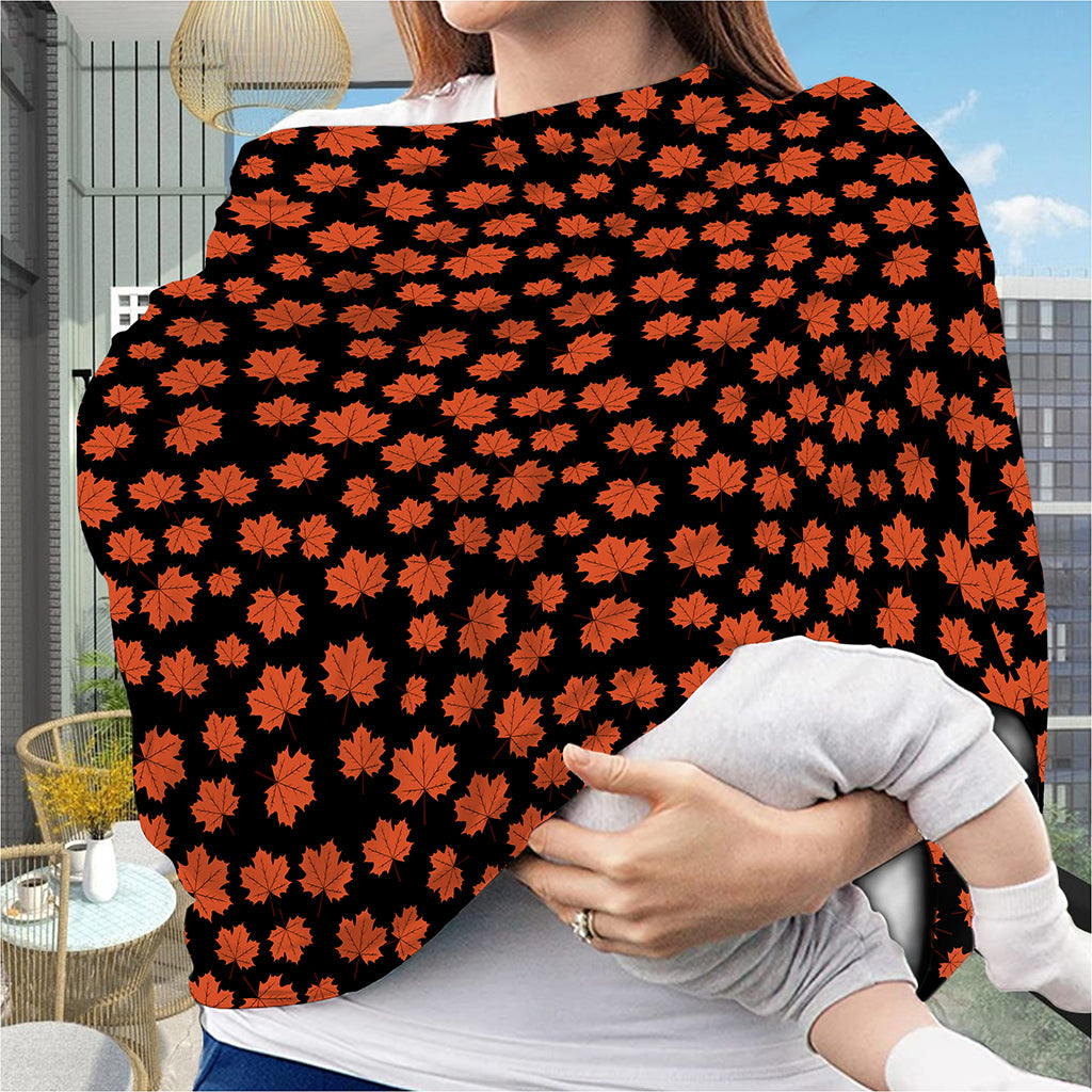 Orange Maple Leaves Pattern Print Baby Seat Cover