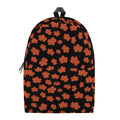 Orange Maple Leaves Pattern Print School Backpack