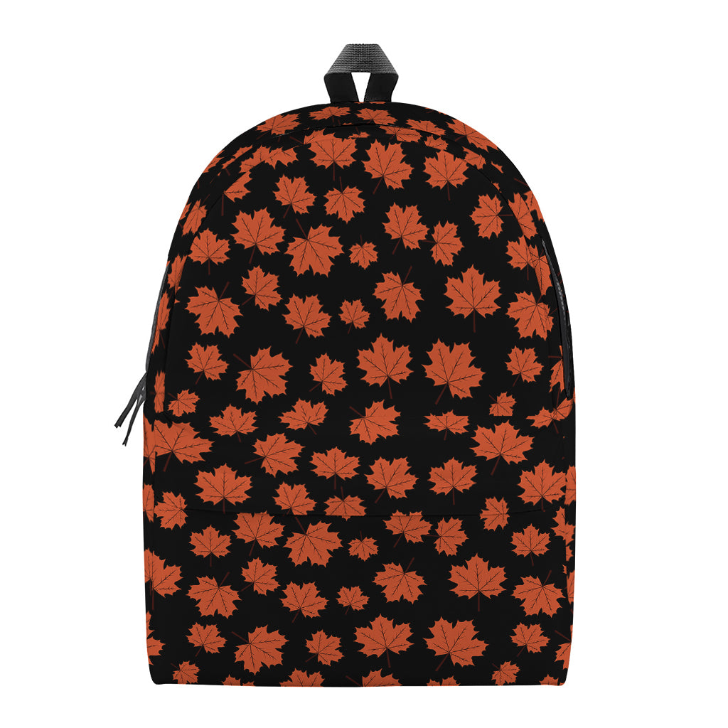 Orange Maple Leaves Pattern Print Backpack