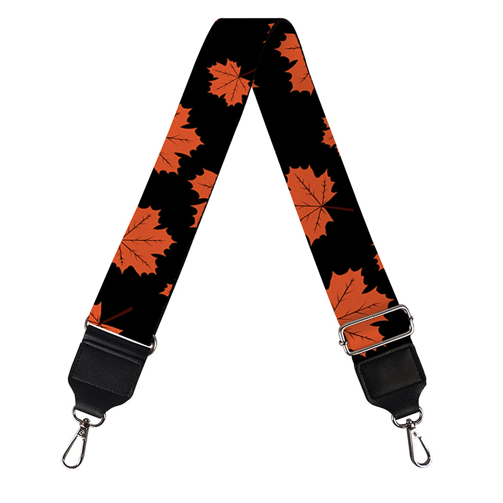 Orange Maple Leaves Pattern Print Bag Strap