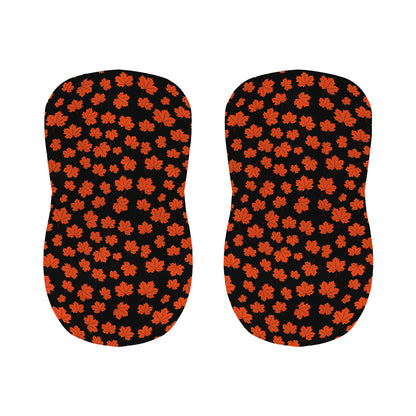 Orange Maple Leaves Pattern Print Bar Stool Covers