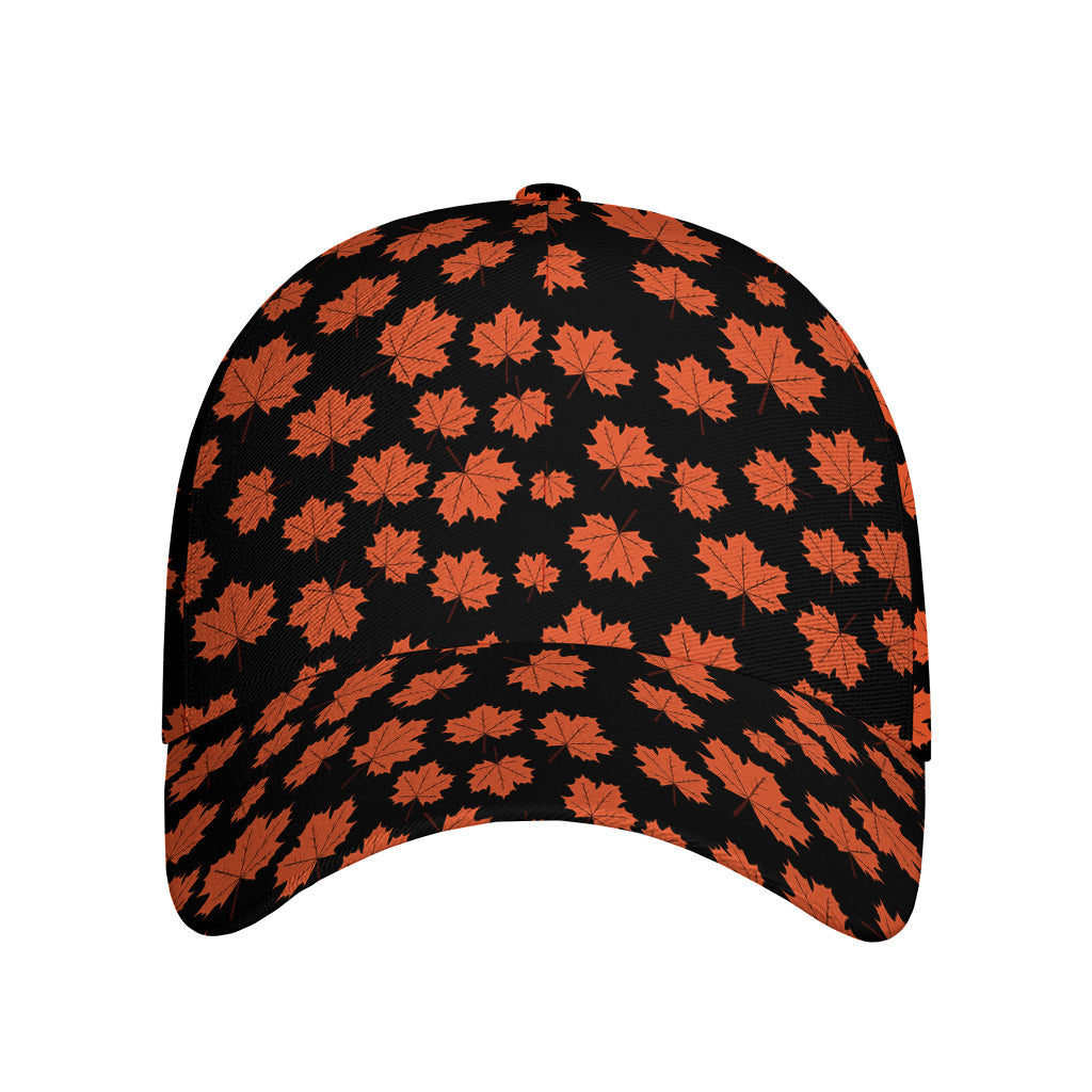 Orange Maple Leaves Pattern Print Baseball Cap