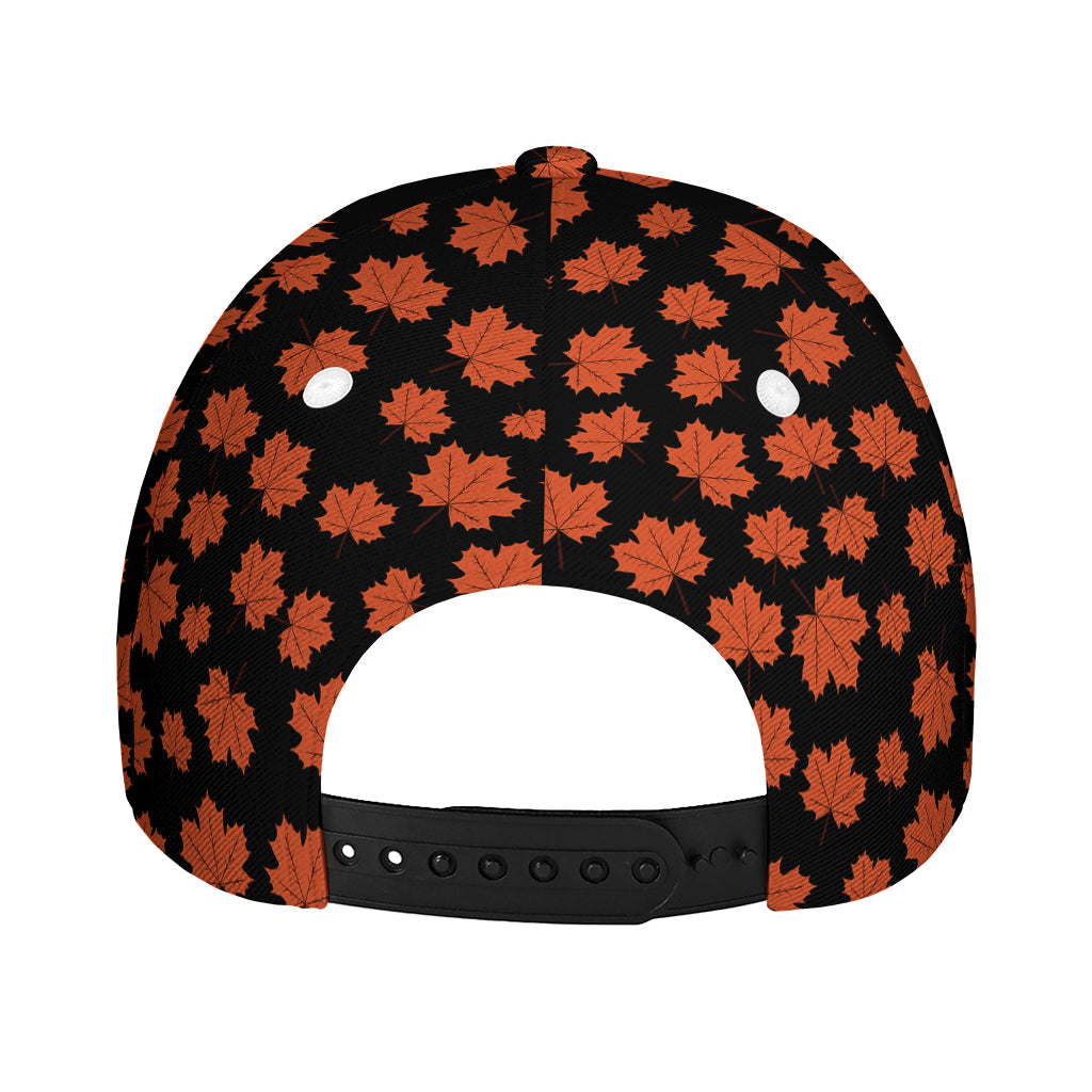 Orange Maple Leaves Pattern Print Baseball Cap