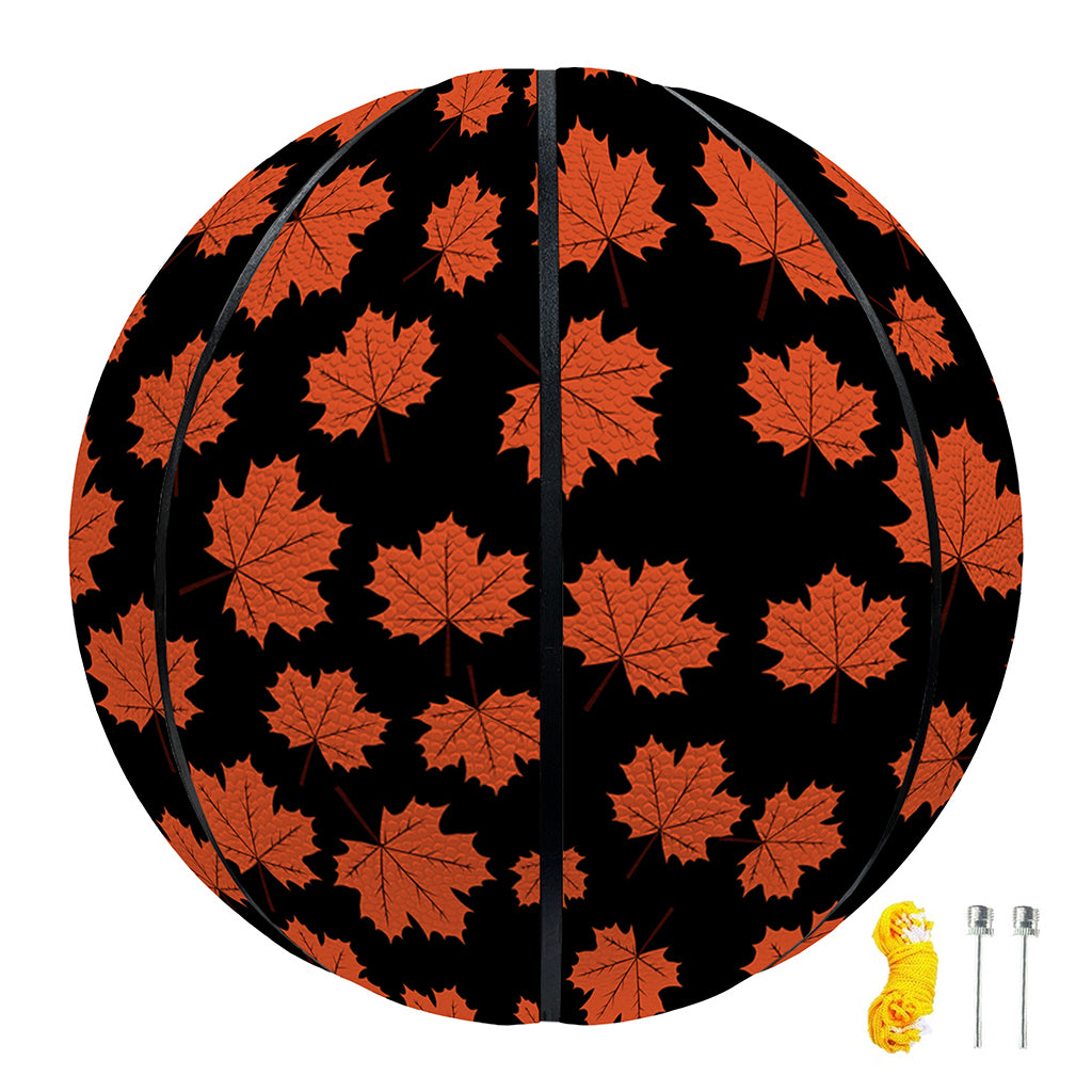 Orange Maple Leaves Pattern Print Basketball
