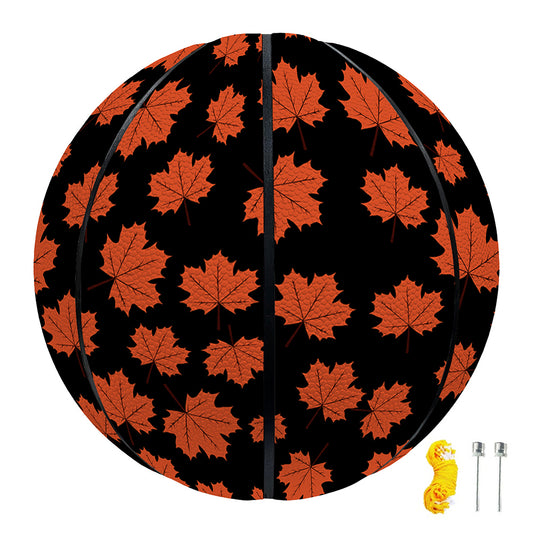 Orange Maple Leaves Pattern Print Basketball