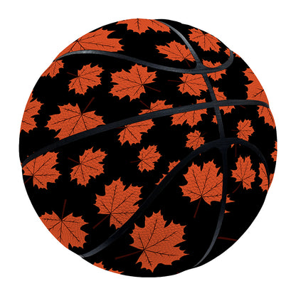 Orange Maple Leaves Pattern Print Basketball