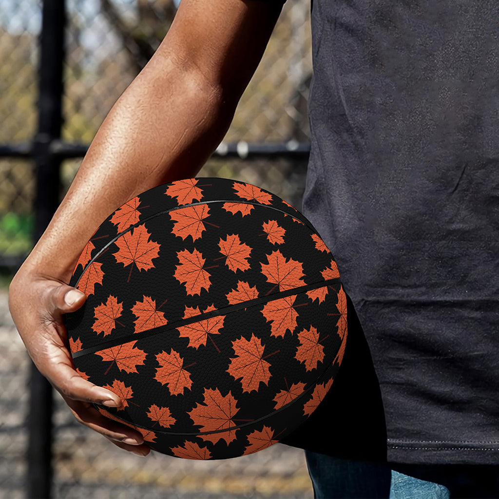 Orange Maple Leaves Pattern Print Basketball