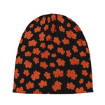 Orange Maple Leaves Pattern Print Beanie