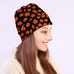 Orange Maple Leaves Pattern Print Beanie
