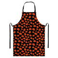 Orange Maple Leaves Pattern Print Bib Apron With Pocket
