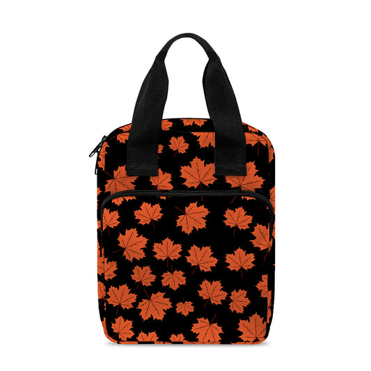 Orange Maple Leaves Pattern Print Bible Tote Bag