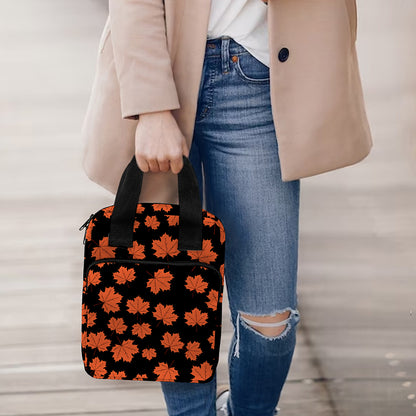 Orange Maple Leaves Pattern Print Bible Tote Bag