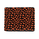 Orange Maple Leaves Pattern Print Bifold Wallet