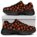 Orange Maple Leaves Pattern Print Black Chunky Shoes