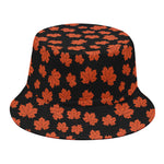 Orange Maple Leaves Pattern Print Bucket Hat
