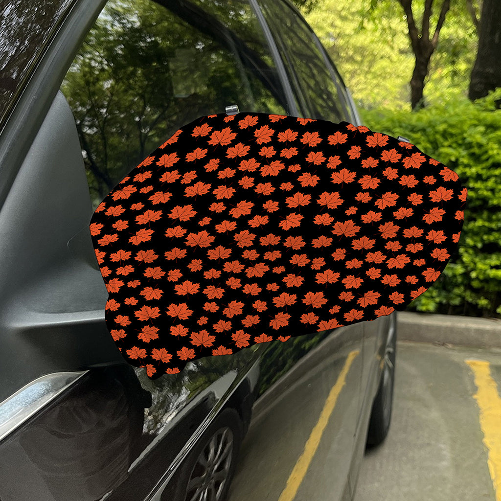 Orange Maple Leaves Pattern Print Car Side Mirror Covers