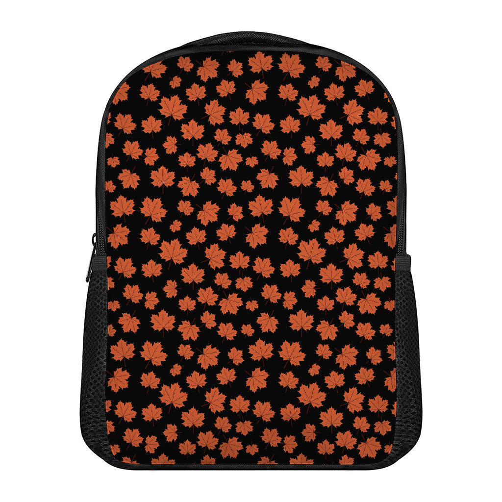 Orange Maple Leaves Pattern Print Casual Backpack