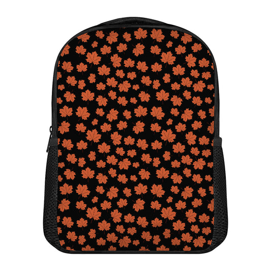 Orange Maple Leaves Pattern Print Casual Backpack