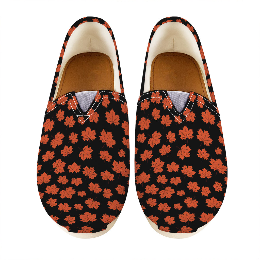 Orange Maple Leaves Pattern Print Casual Shoes