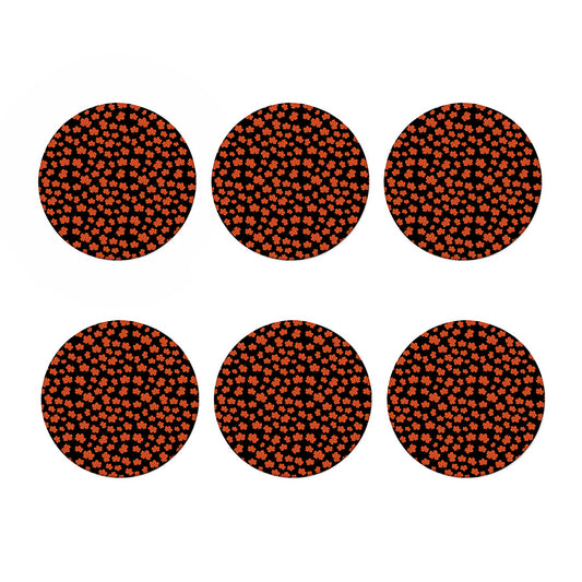 Orange Maple Leaves Pattern Print Coaster Set