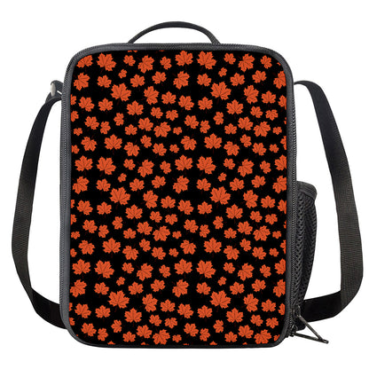 Orange Maple Leaves Pattern Print Crossbody Lunch Bag